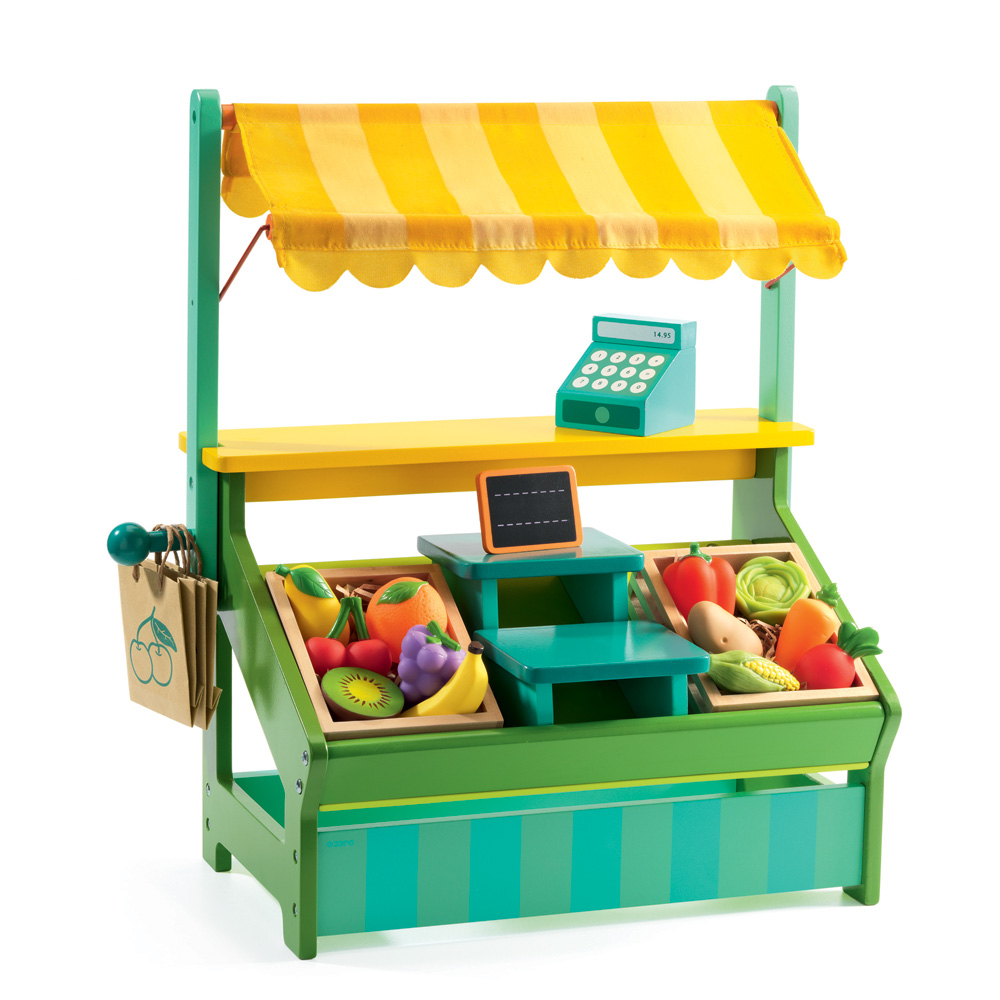 Banchetto per il mercato dei contadini per bambini, Set di negozi di  alimentari con frutta verdura da tagliare - Costway