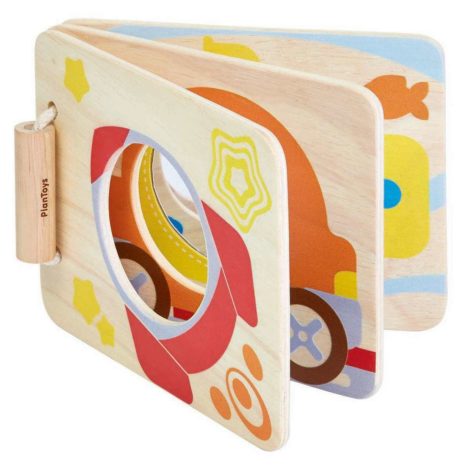 libro con specchio in legno -Mirror Baby Book PlanToys