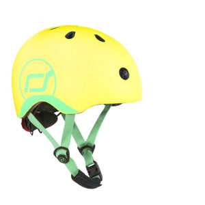 Casco giallo traspirante con luci LED per bambini nella taglia XXS/S – Casco Lemon XXS/S – Scoot & Ride