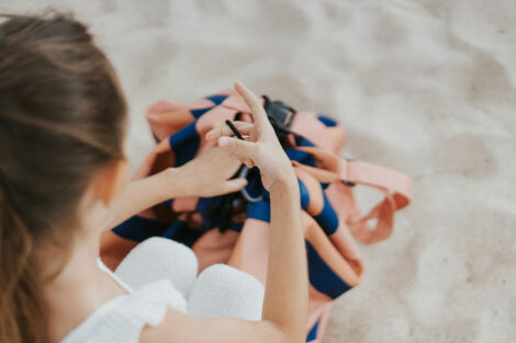 Sacco Portagiochi e Tappeto Outdoor Mokka Stripes Play&Go