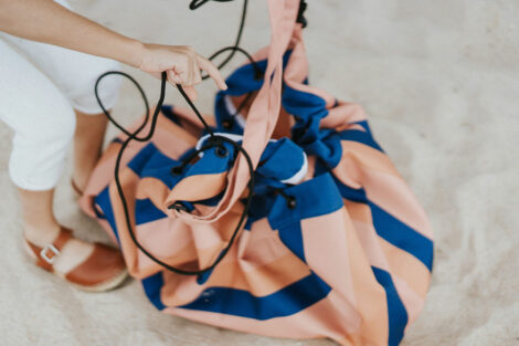 Sacco Portagiochi e Tappeto Outdoor Mokka Stripes Play&Go