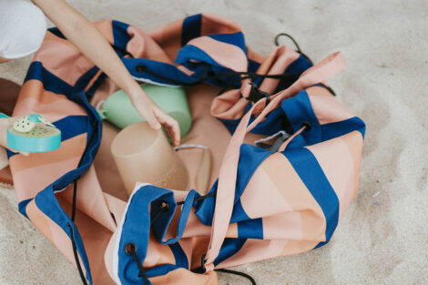 Sacco Portagiochi e Tappeto Outdoor Mokka Stripes Play&Go