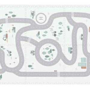 Play&Go EEVAA Road – Tappeto puzzle strade per giocare e riordinare, 120×180 cm
